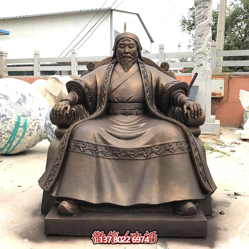 玻璃钢仿古铜博鱼平台著名军事家成吉思汗 玻璃钢仿古铜博鱼平台著名军事家成吉思汗