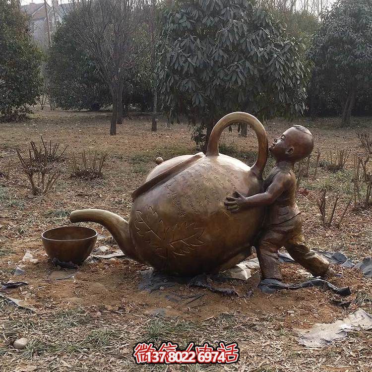 玻璃钢仿铜儿童景观摆件