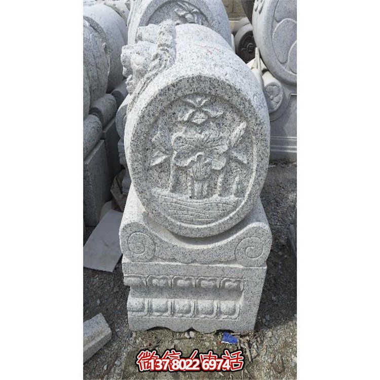 艺术精美浮雕石雕鼓抱庭院景观园林博鱼平台