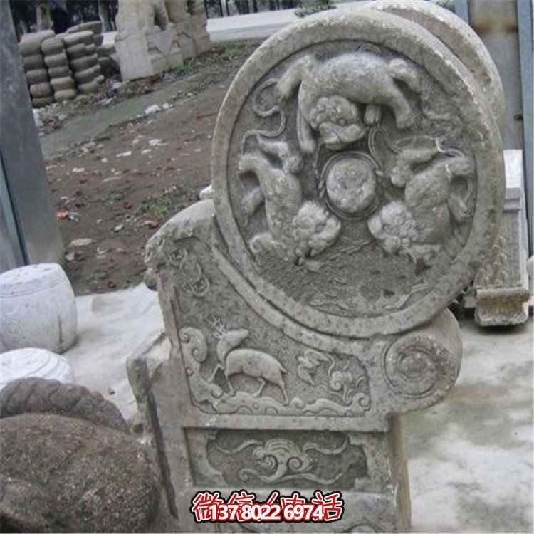 家用仿古汉白玉抱鼓石博鱼平台门口摆件