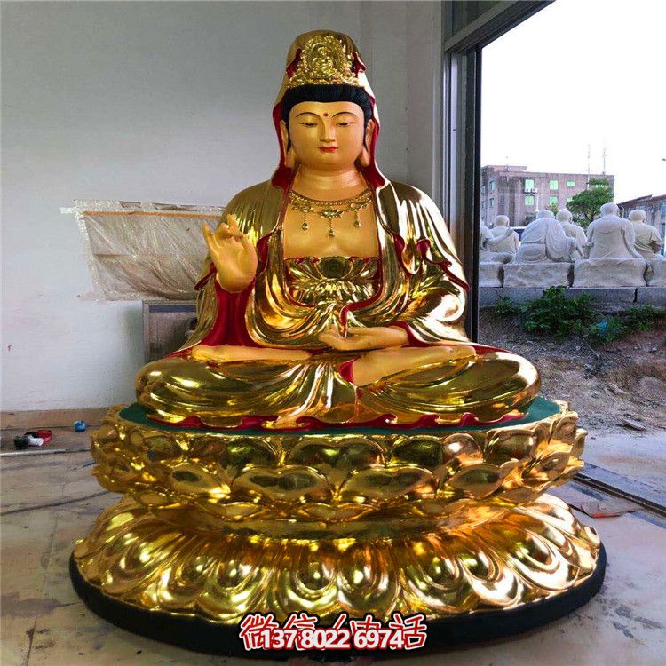 玻璃钢大型彩绘贴金观音博鱼平台 玻璃钢大型彩绘贴金观音博鱼平台