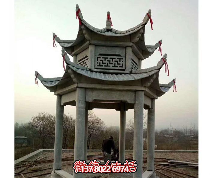 中式风格双层休闲凉亭