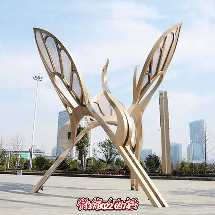 大型不锈钢抽象仙鹤景观博鱼平台