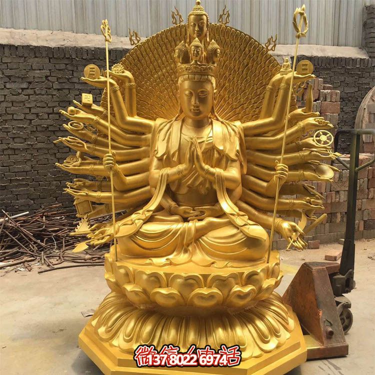 贴金千手观音博鱼平台，精美装饰大型寺庙