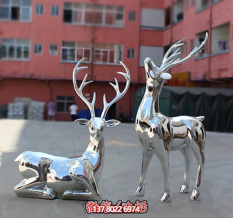 不锈钢镜面鹿博鱼平台，点缀公园景区