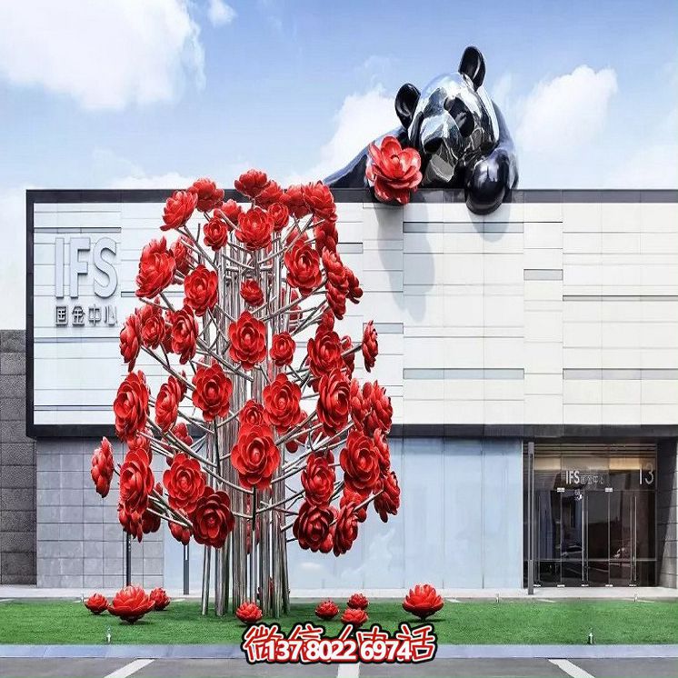 大型不锈钢博鱼平台景观花树