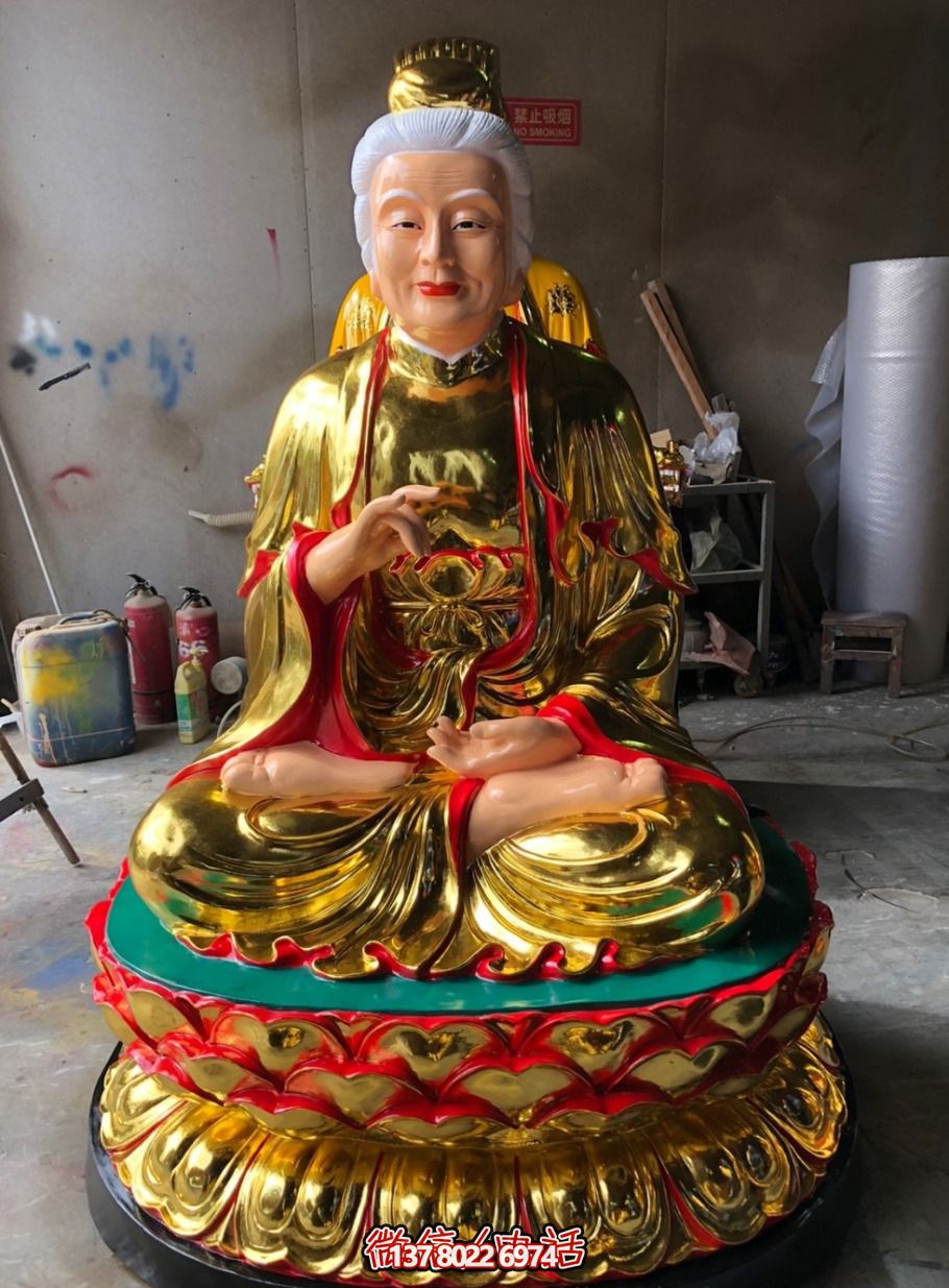 博鱼平台贴金不锈钢太极老母寺庙像