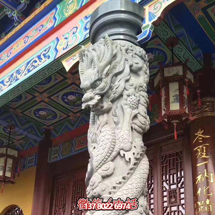 精美仿古园林，花岗岩石龙盘柱点缀