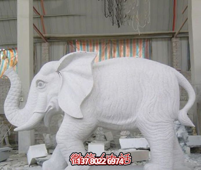 大型汉白玉石雕大象博鱼平台 大型汉白玉石雕大象博鱼平台