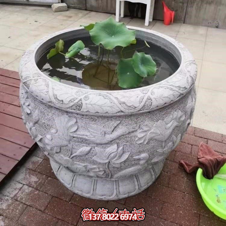 精美绝伦，浓浓古典风情欧式别墅大理石浮雕鱼缸摆件