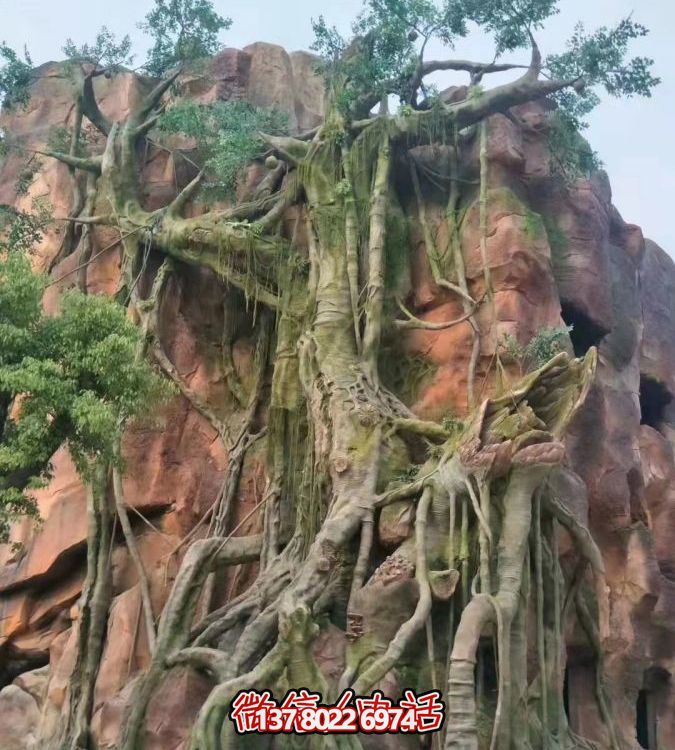 纯天然石雕假山博鱼平台，为公园添彩添灵