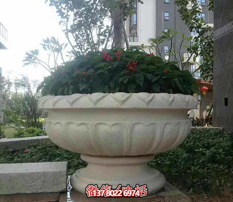 精美巨型大理石石雕花盆博鱼平台，让你的别墅街道更加精彩
