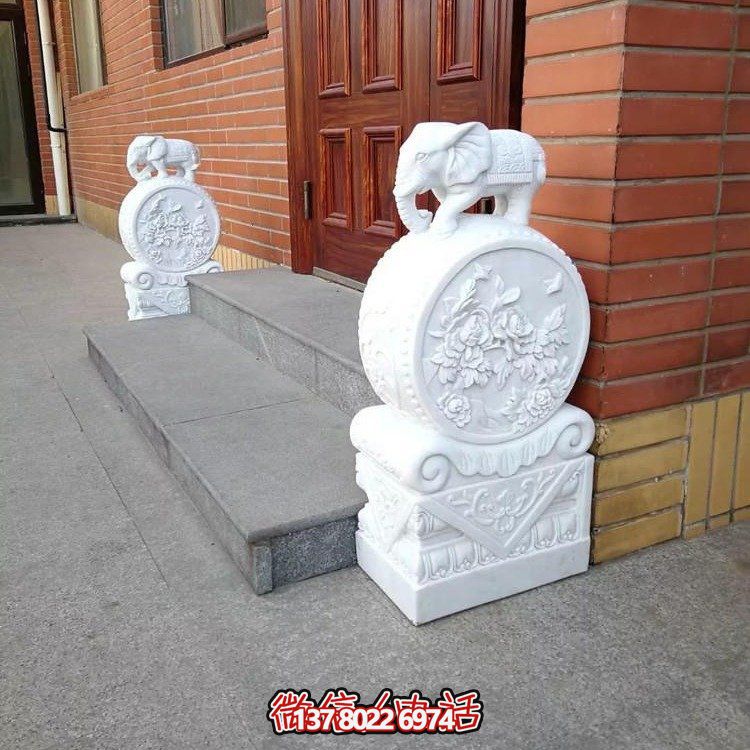浪漫经典，精致雕刻吉祥小象抱鼓石