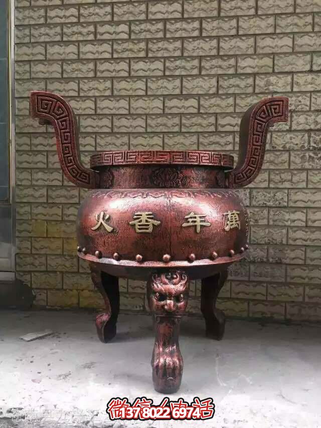 红铜香炉，来自古老寺院的精美铸造