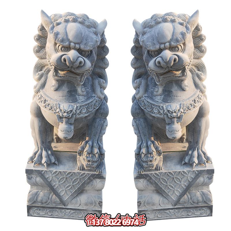 经典石雕大理狮子博鱼平台，精致祠堂装饰