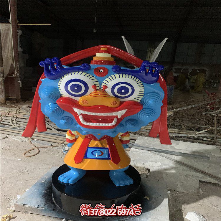 玻璃钢彩绘卡通狮子公仔街头景观博鱼平台