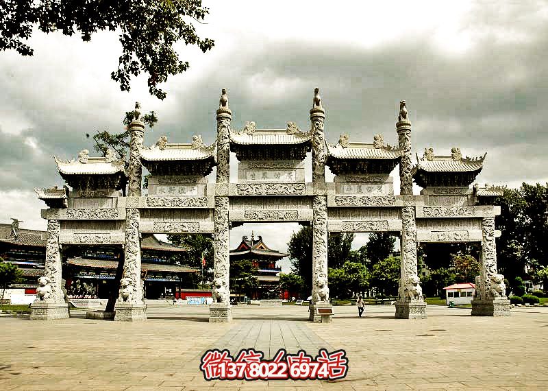 五门浮雕牌坊，美化大型景区广场