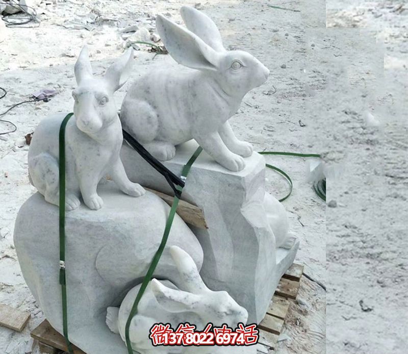 动物园装饰创意石雕兔子博鱼平台