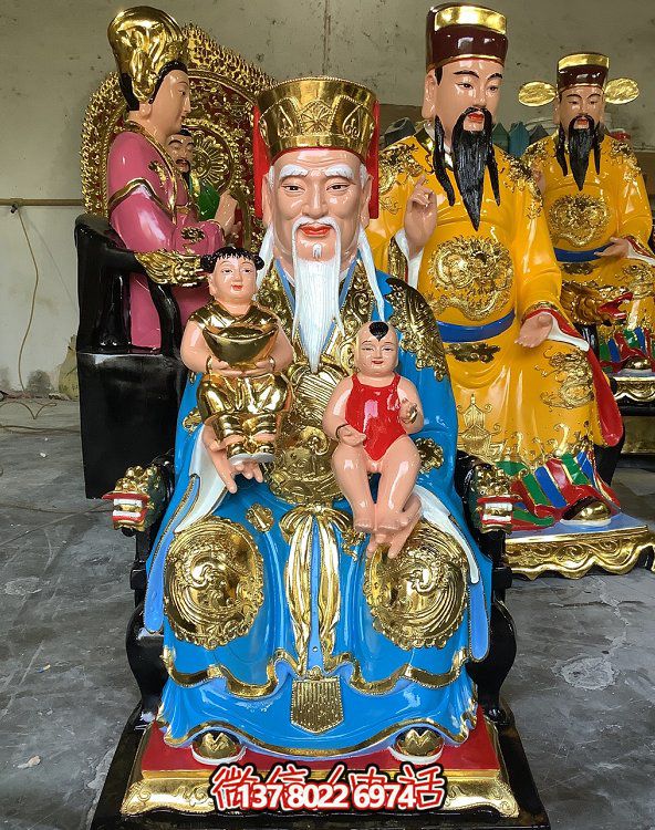 玻璃钢彩绘宗教寺庙土地公园装饰博鱼平台