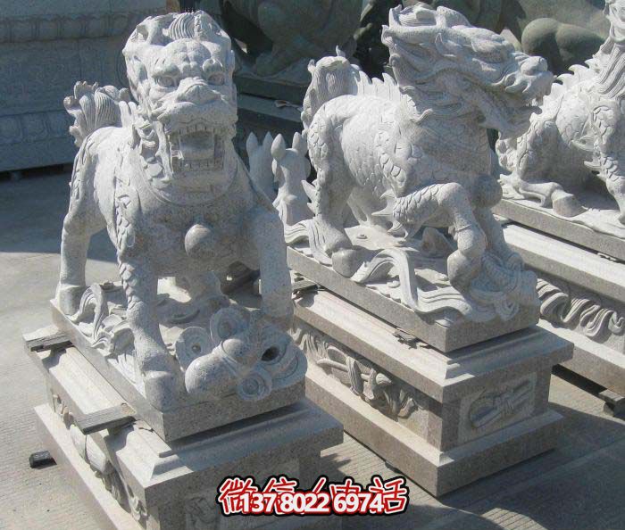 精美大理石石雕麒麟博鱼平台，一件精致的家居装点品