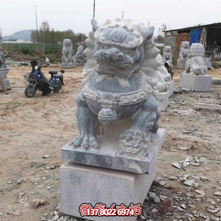 仿古大理石石雕狮子博鱼平台，为你的园林景观增添经典风采