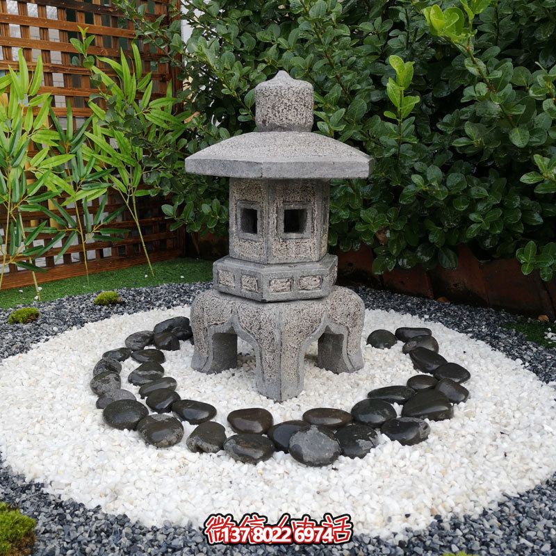 日式户外石雕石灯，传承精致大理石园林博鱼平台