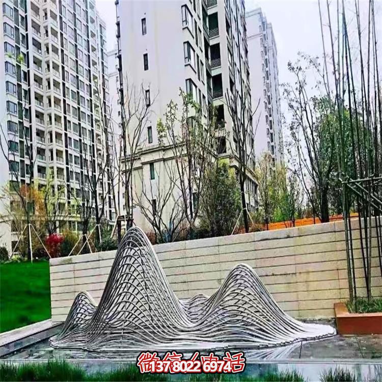 不锈钢景观创意假山博鱼平台摆件
