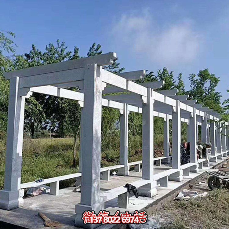大理石石雕园林景观户外长廊博鱼平台