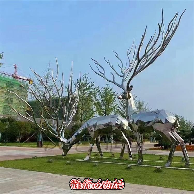不锈钢创意园林博鱼平台——梅花鹿镜面几何博鱼平台