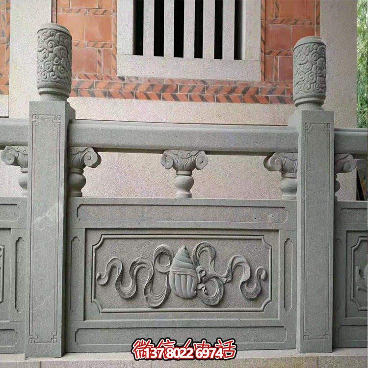 精美白玉雕刻护城河汉栏杆博鱼平台