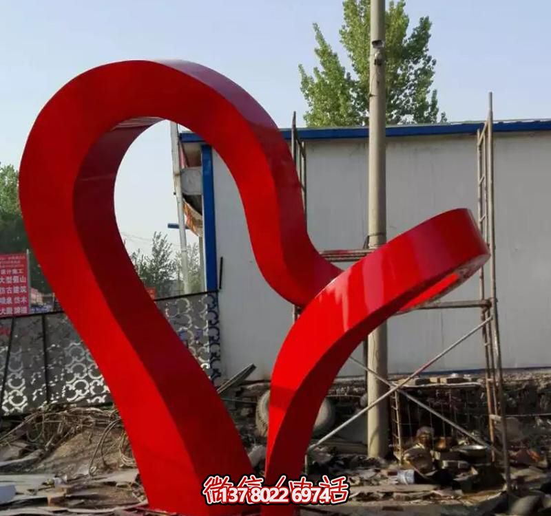 大型户外不锈钢红色彩带博鱼平台 大型户外不锈钢红色彩带博鱼平台
