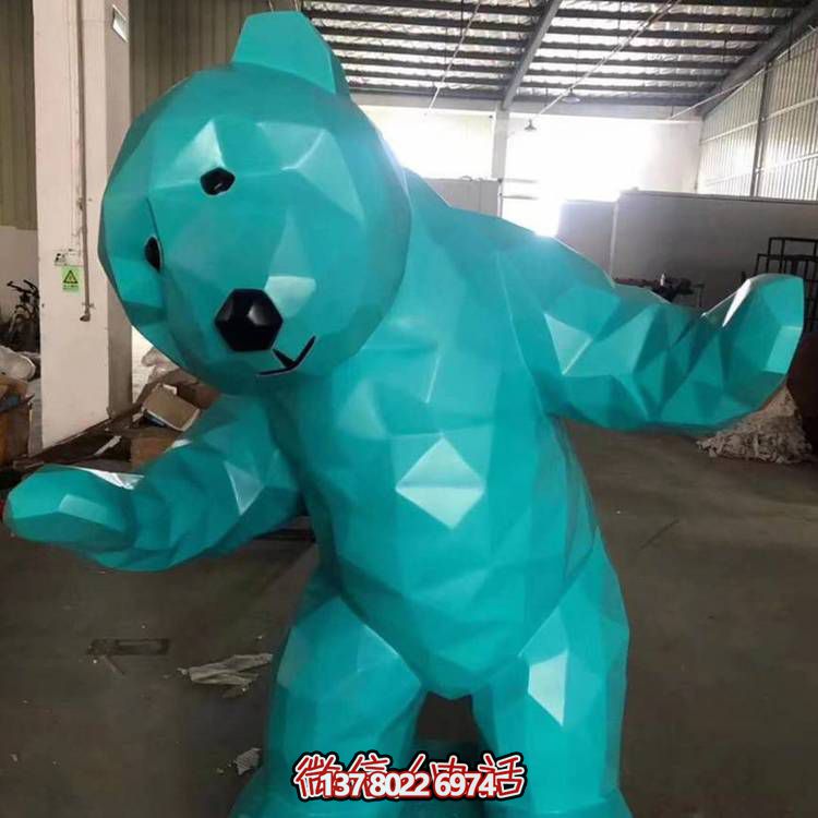 玻璃钢几何抽象熊博鱼平台，打造园林景观