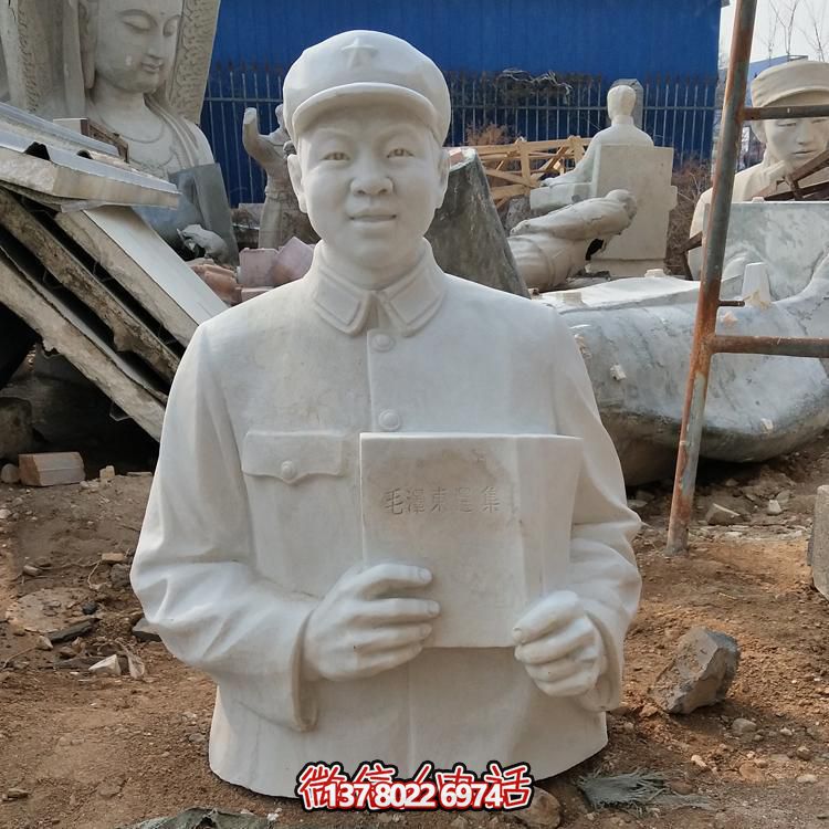 雷锋汉白玉石雕校园景区英雄人物博鱼平台