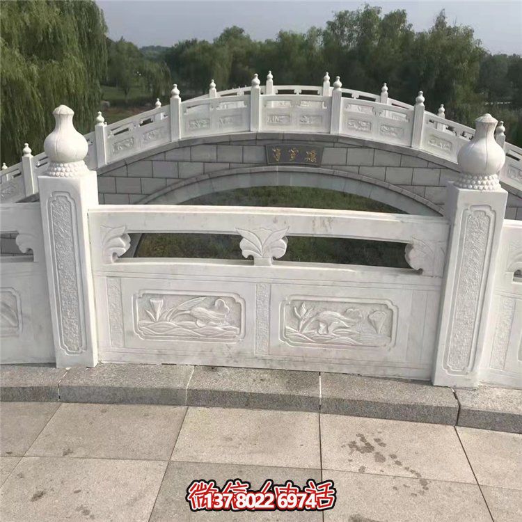 创意大理石栏杆石雕景观博鱼平台