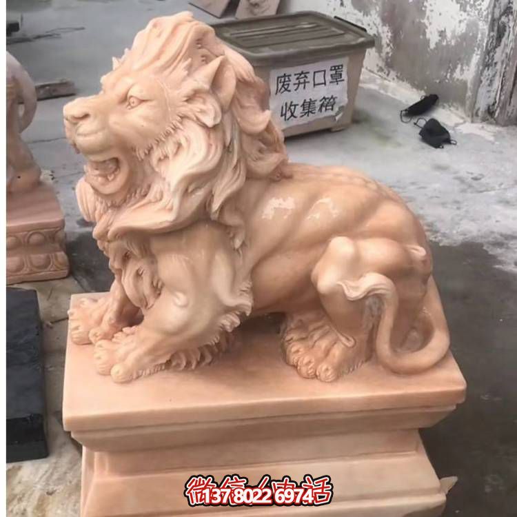 红晚霞大型石雕狮子景观博鱼平台