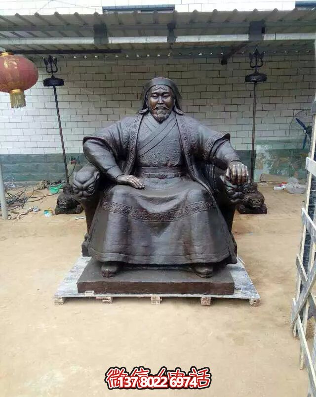 蒙古可汗成吉思汗铜雕户外博鱼平台