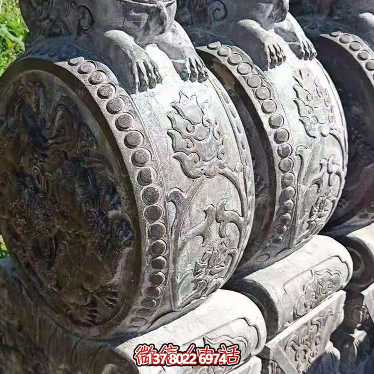 精美仿古大理石浮雕石雕鼓抱门墩博鱼平台