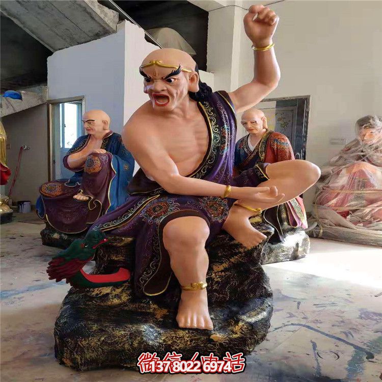 玻璃钢十八罗汉彩绘博鱼平台,美丽神圣的景区装饰 玻璃钢十八罗汉彩绘博鱼平台,美丽神圣的景区装饰