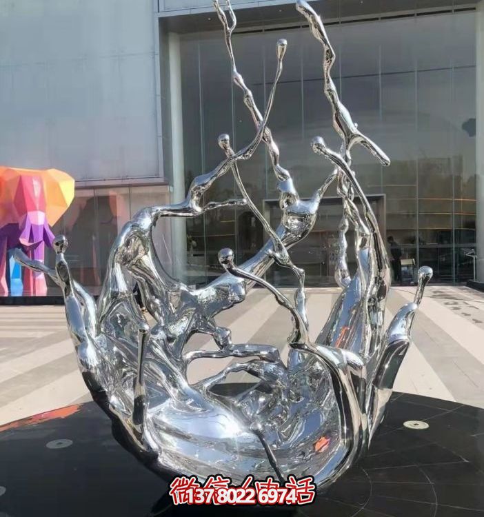 不锈钢抽象海浪喷泉水景博鱼平台，开启精致户外新景观