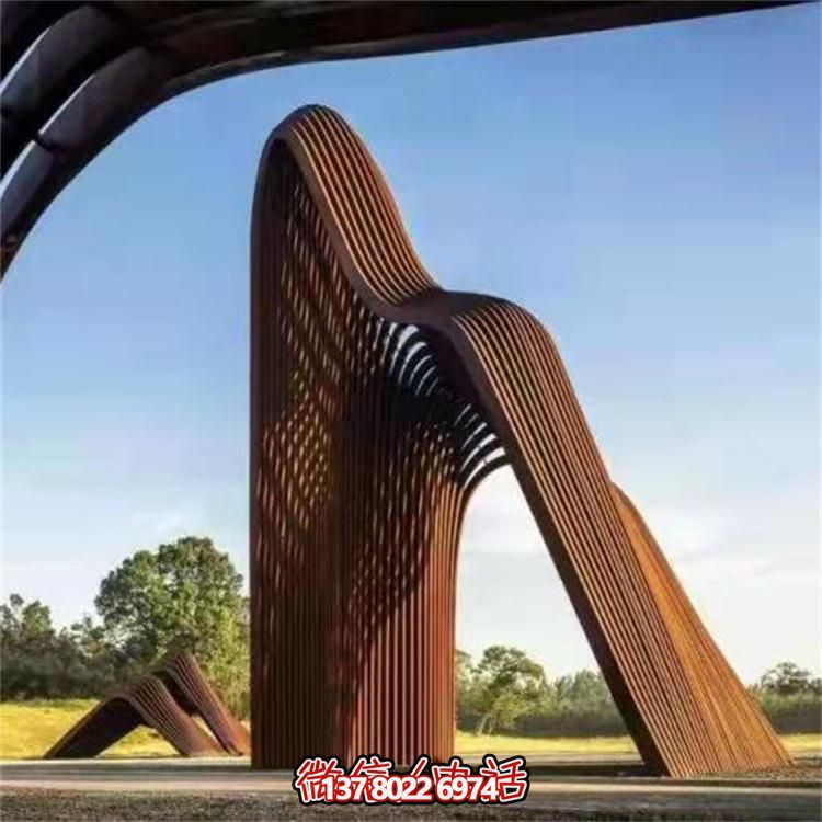 耐候钢镂空大型拱门景观博鱼平台