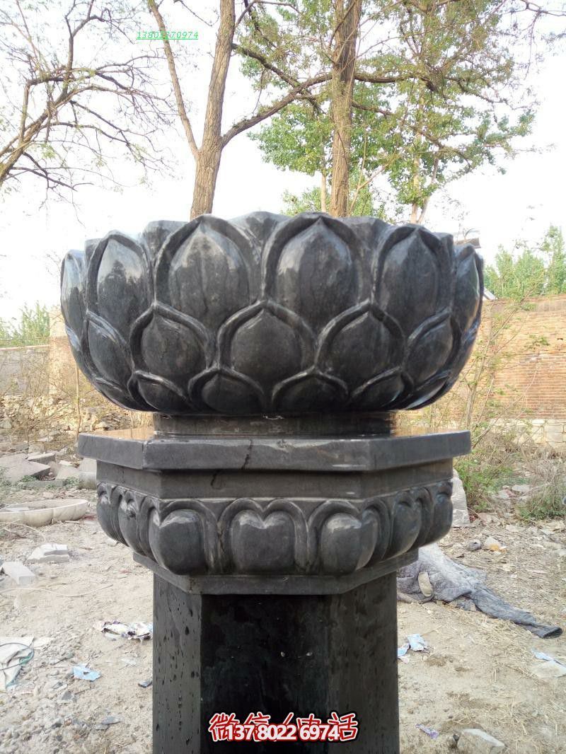 大型仿真莲花青石石雕出食台博鱼平台