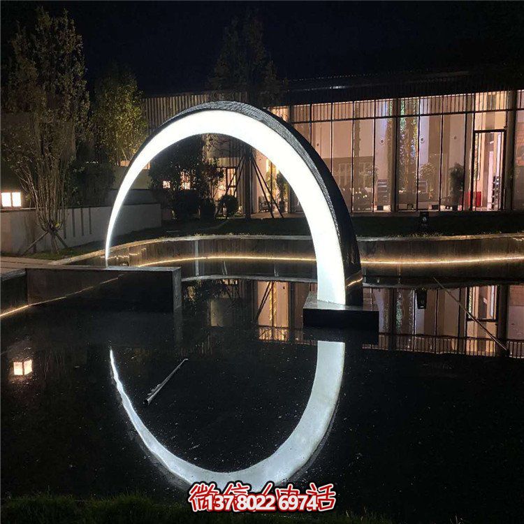 不锈钢发光圆环博鱼平台，点亮户外园林景观