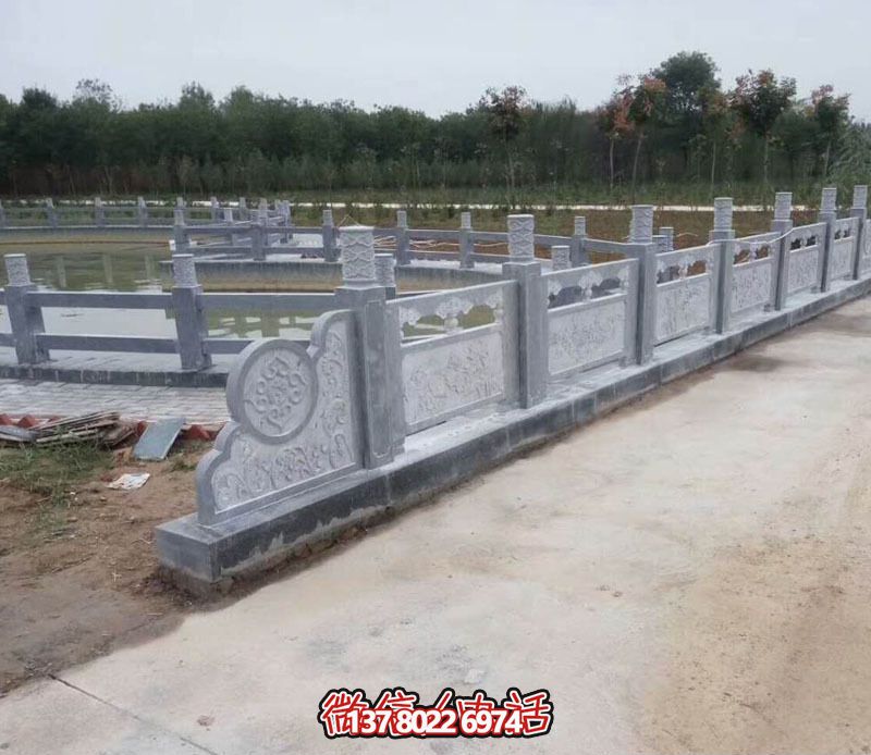 精美青石人工湖花园防护栏杆