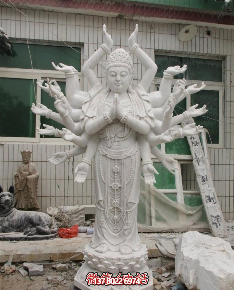 神圣祈祷——汉白玉千手观音石雕博鱼平台