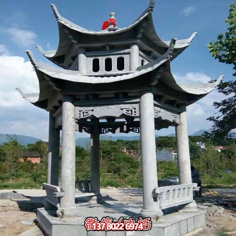 优雅双层石雕凉亭，给您的园林添彩