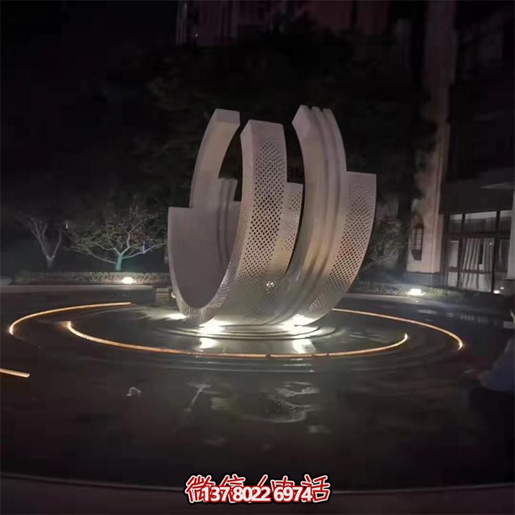 不锈钢喷泉博鱼平台装饰摆件，点缀售楼小区的美丽