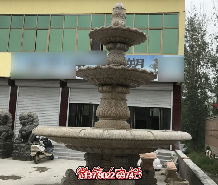 欧式庭院砂岩喷泉石雕别墅