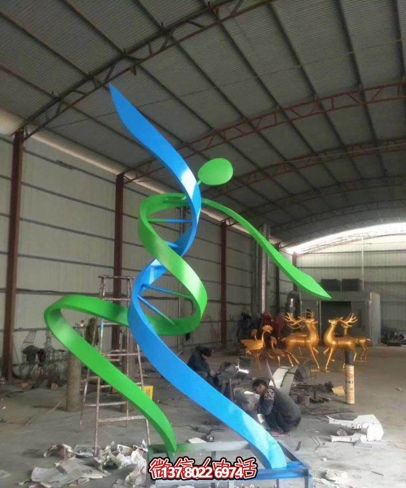 精致而抽象的不锈钢跳舞人物博鱼平台——街边艺术装饰