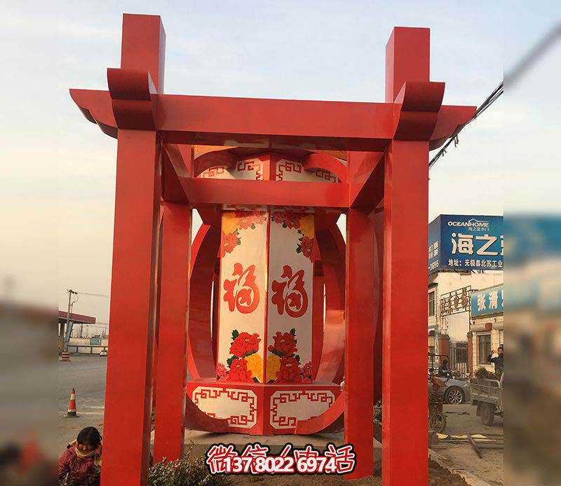 中国梦不锈钢博鱼平台摆放灯笼