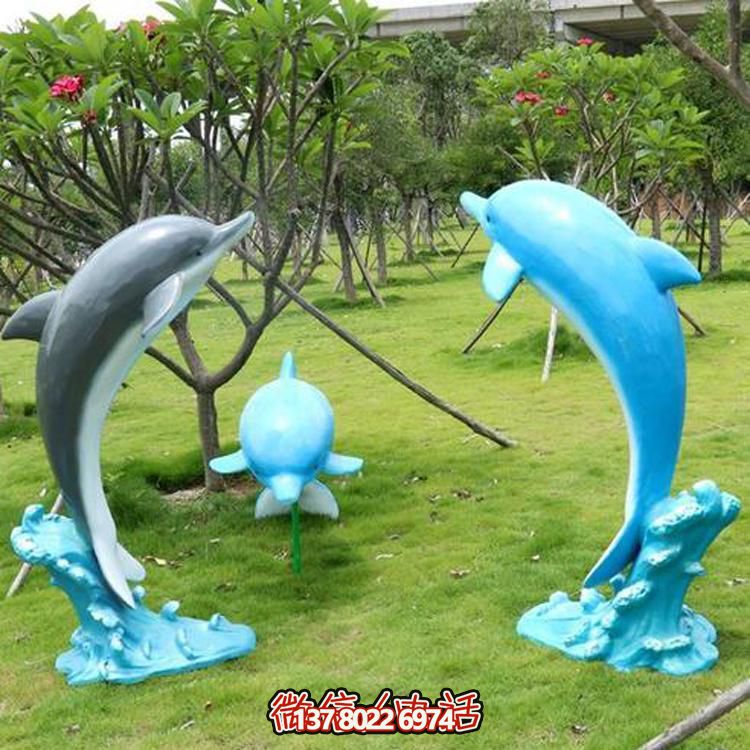 玻璃钢动物彩绘博鱼平台景观摆件